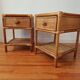 Pair of bedside tables in rattan and wicker - circa 1970