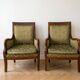 Regency green armchairs in solid wood