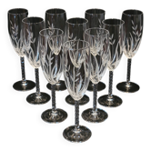 10 Flûtes A Champagne En Cristal D'Arques Modèle Fleury Taillé Flamépis