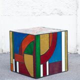 Multicolored stained glass Cube side table 50*50