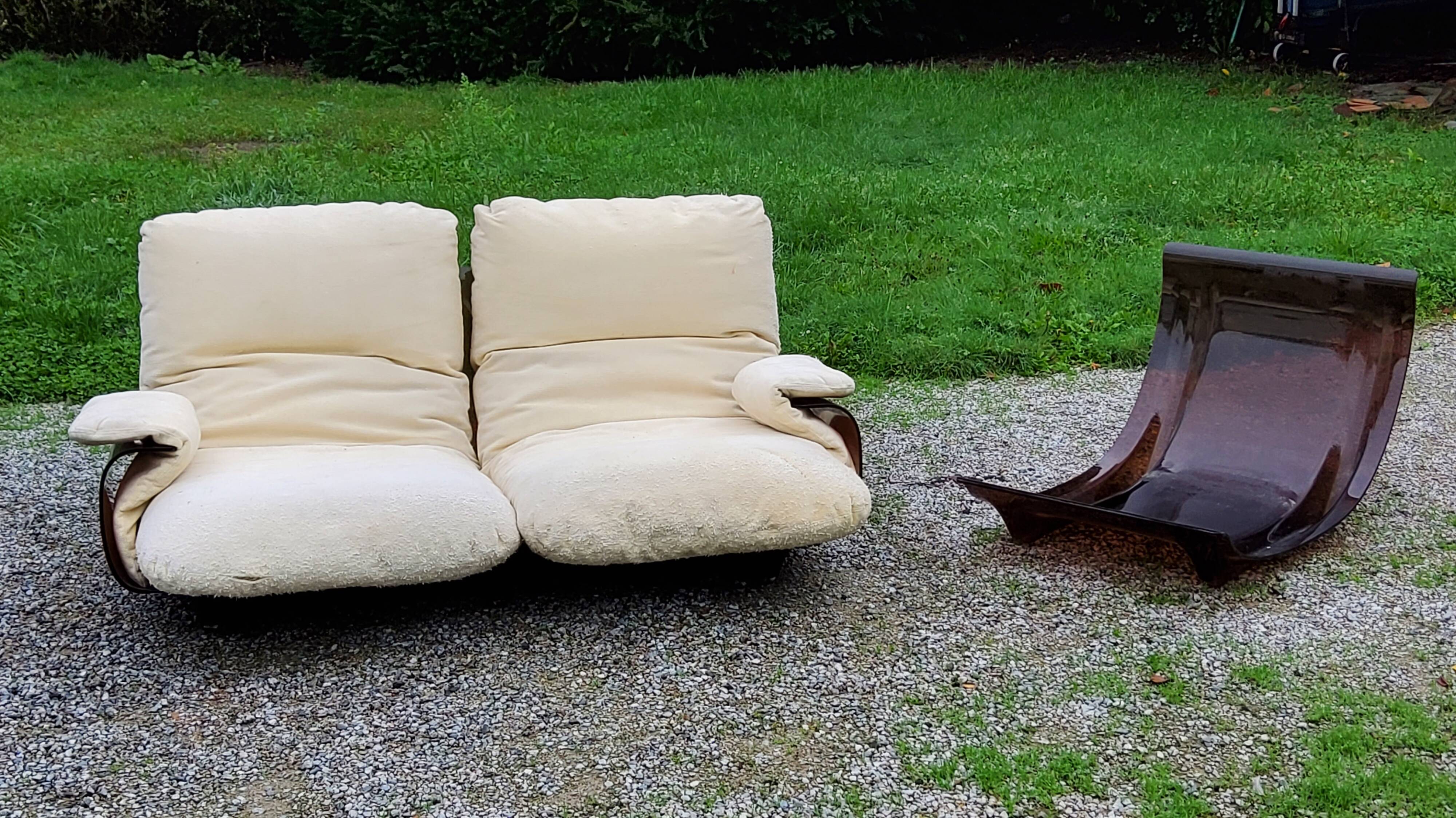 Michel Ducaroy Ligne Roset Marsala model designer sofa and 1970s armchair shell