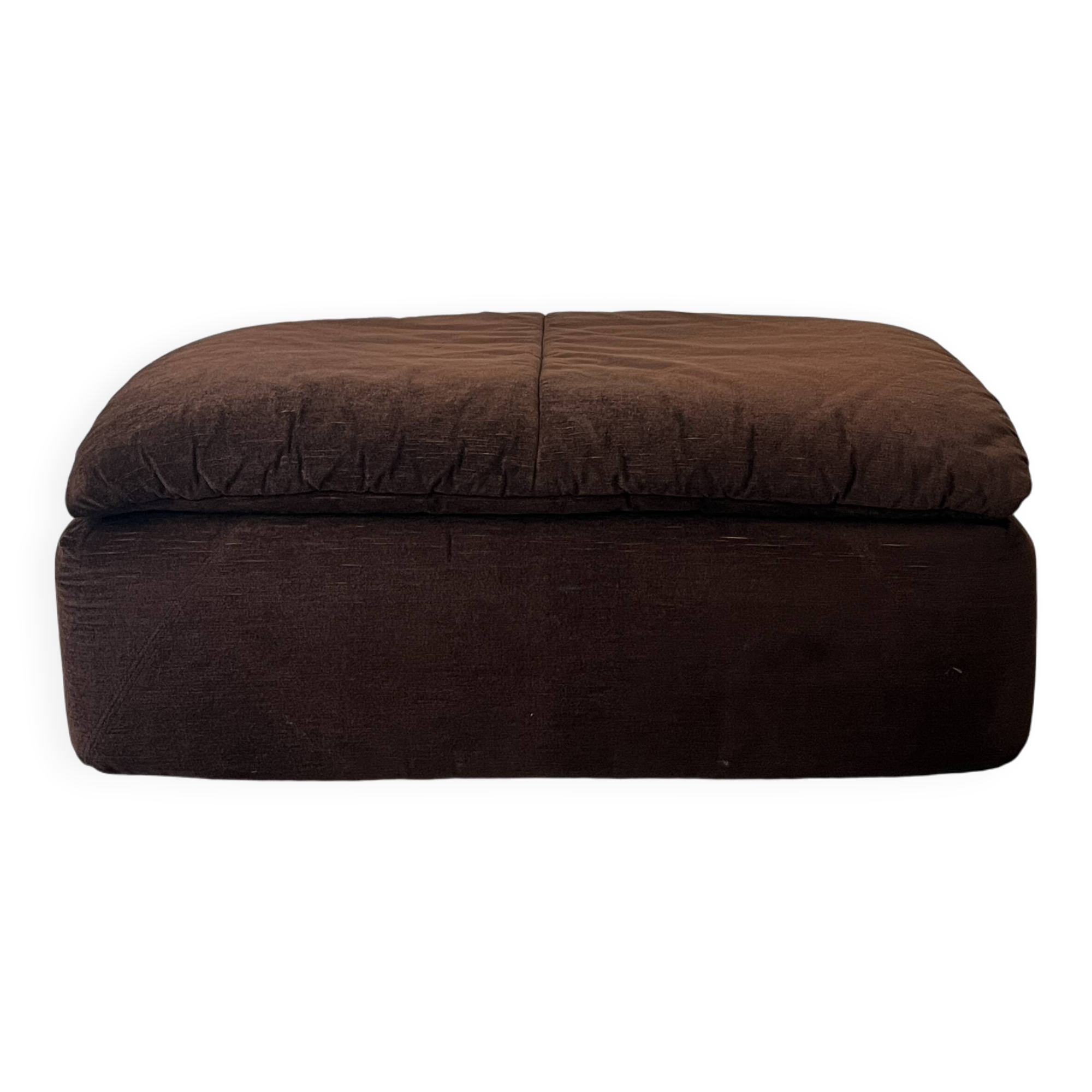 Cinna pouf in brown short velvet, Ligne roset 1970