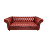 Chesterfield 3-seater sofa original cherry red leather