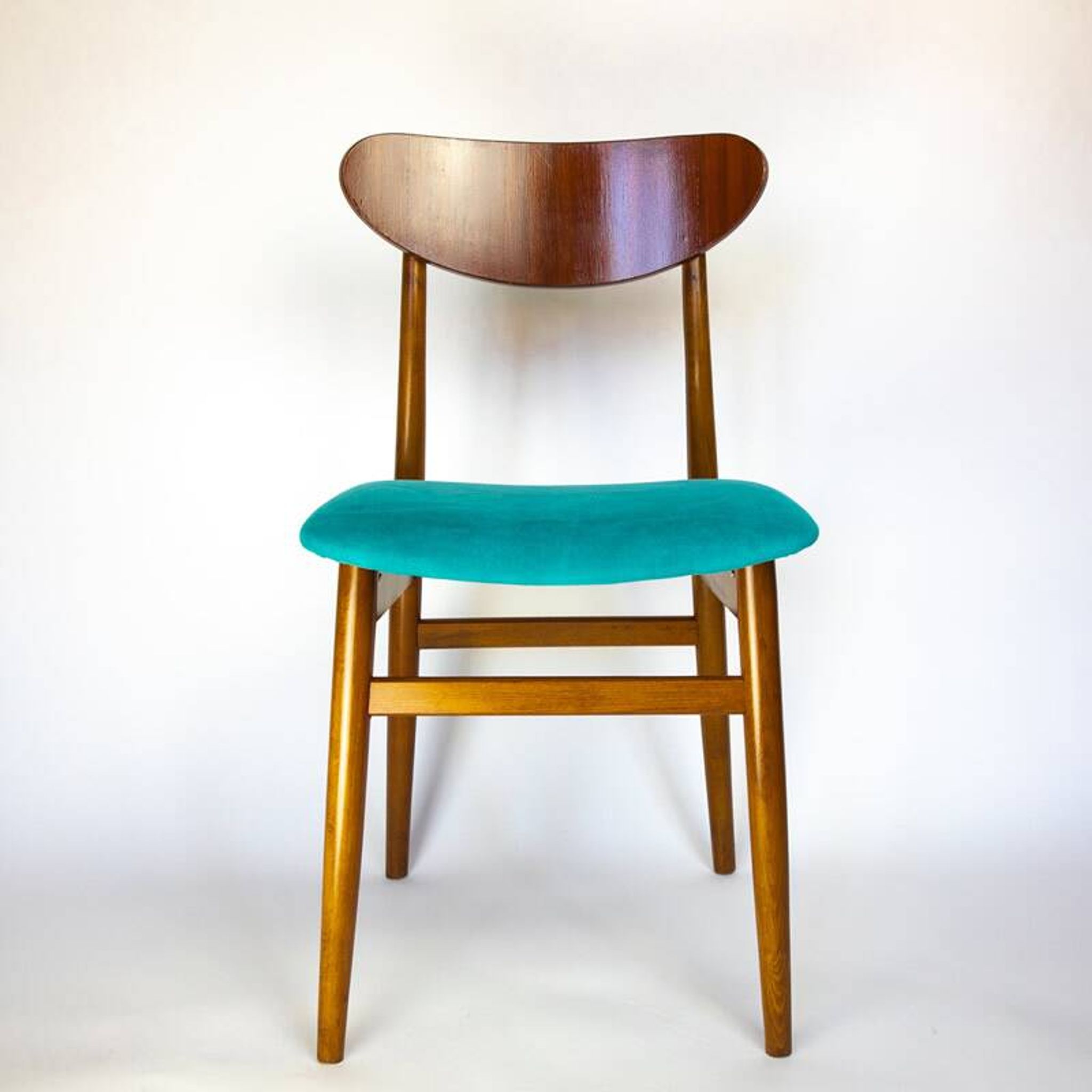 Blue wooden dining chairs, Italy 1950s