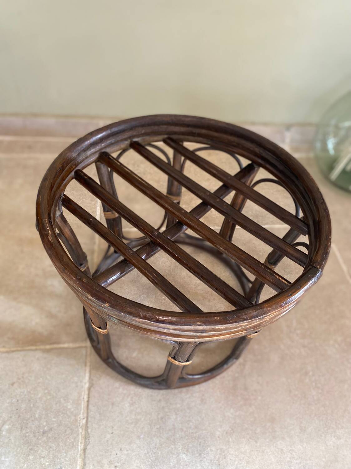 Vintage rattan pouf