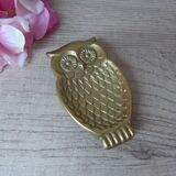 Small carved brass owl ashtray, owl pocket ashtray