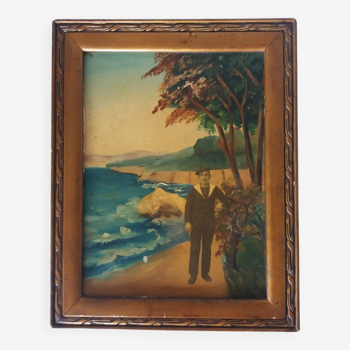 Oil painting and photography ancient process of framed photopainting