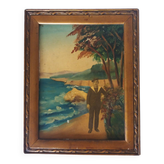 Oil painting and photography ancient process of framed photopainting