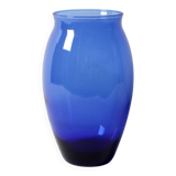 Cobalt Blue Vintage Glass Vase / Mid-century Home Decor / Italy / 1970s