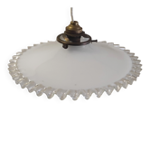 Pleated opaline glass lampshade - mid 20th century