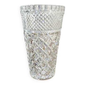 Grand vase en cristal élégant ciselé transparent style art déco