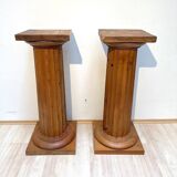 Large French Neoclassical Columns in Pine Wood, 1910, Set of 2