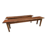 Lot deux bancs de ferme sapin vintage