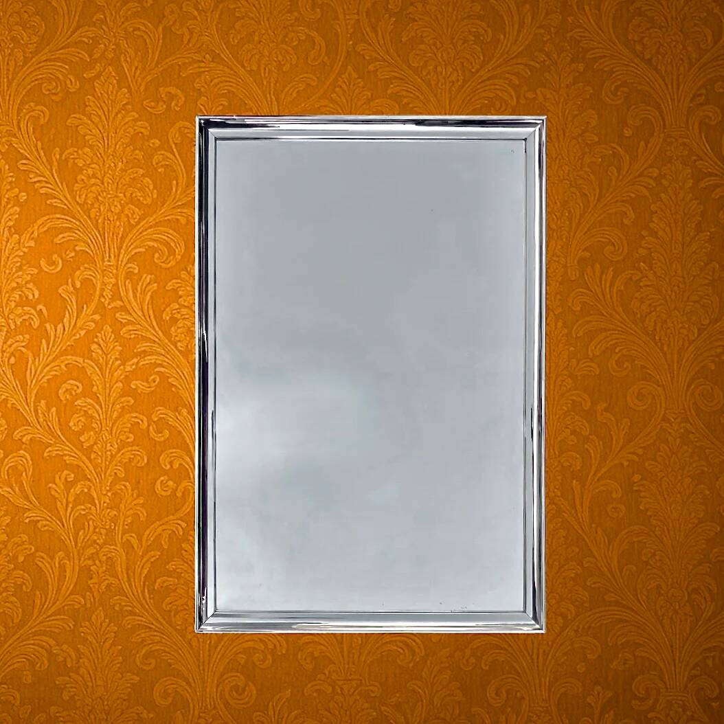 Vintage rectangular mirror Deknudt – polished aluminium frame – Belgium 1970s