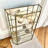 Wall showcase XXL brass glass and mirror 1960