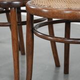Set of 4 vintage bistro chairs Jacob & Josef Kohn Wien with a wicker seat