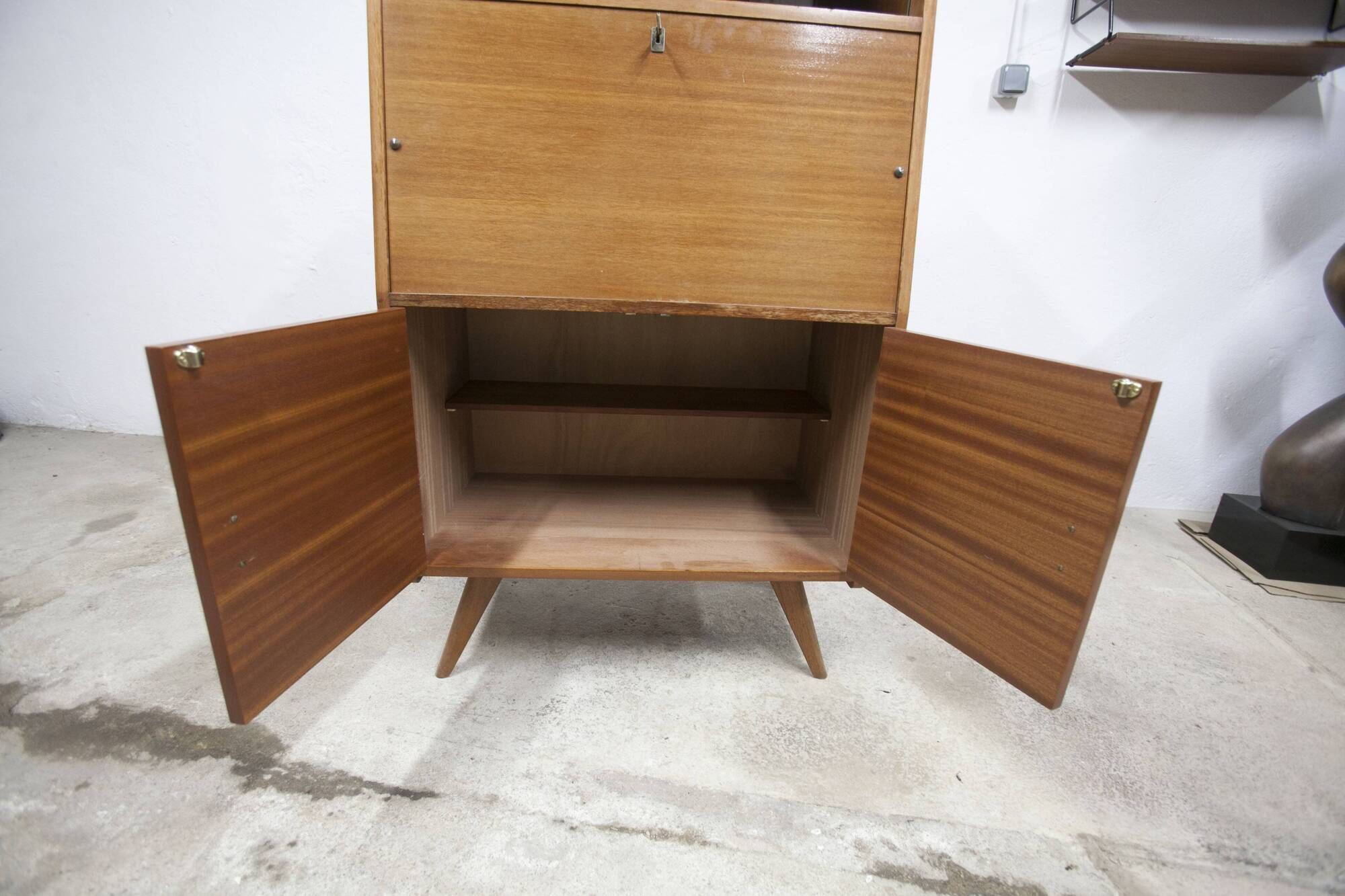 1960 Scandinavian secretary with teak compass feet and pastel yellow top