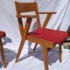 Pair of wooden armchairs and skaï foot compass of the 50s