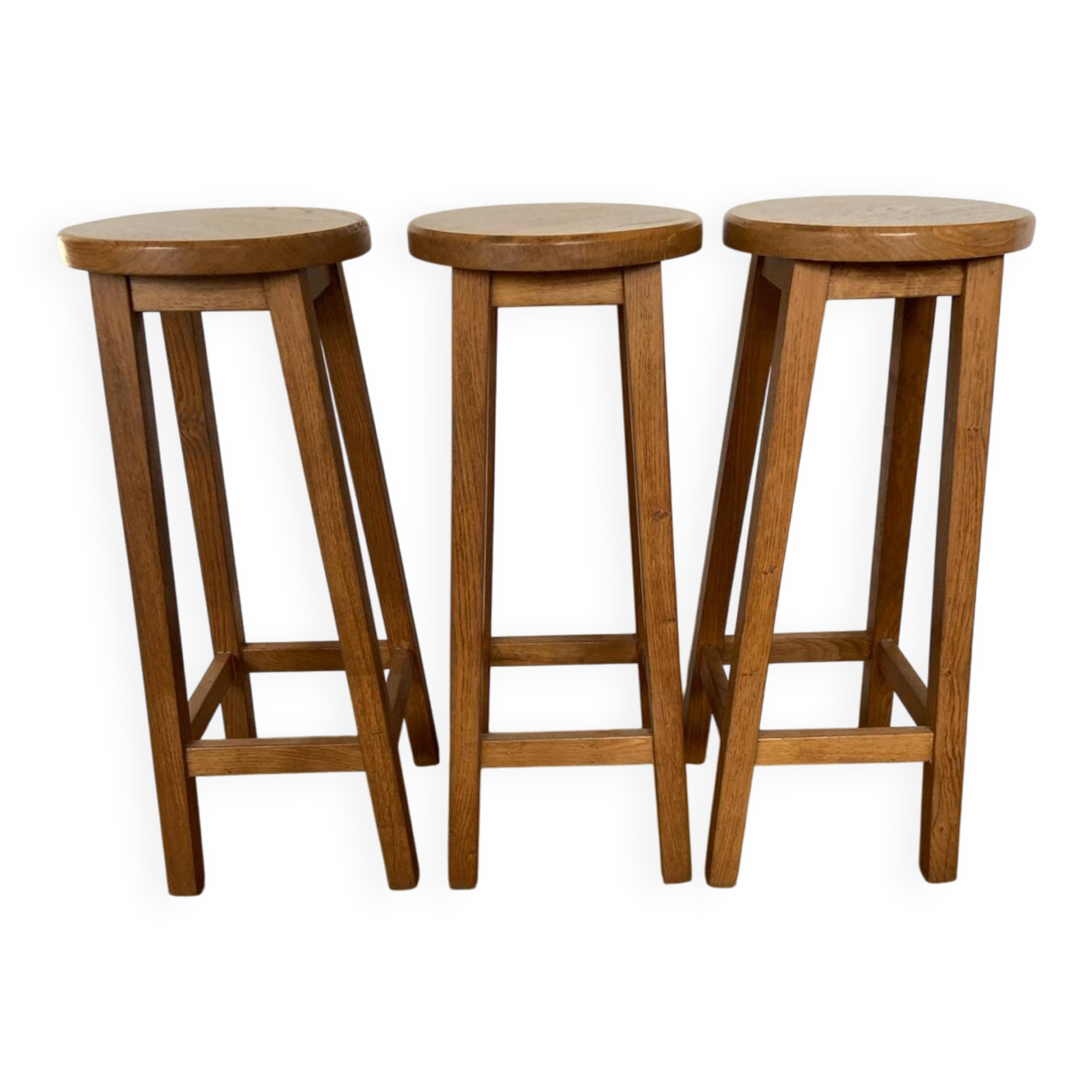Set of 3 solid oak stools
