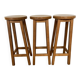 Set of 3 solid oak stools