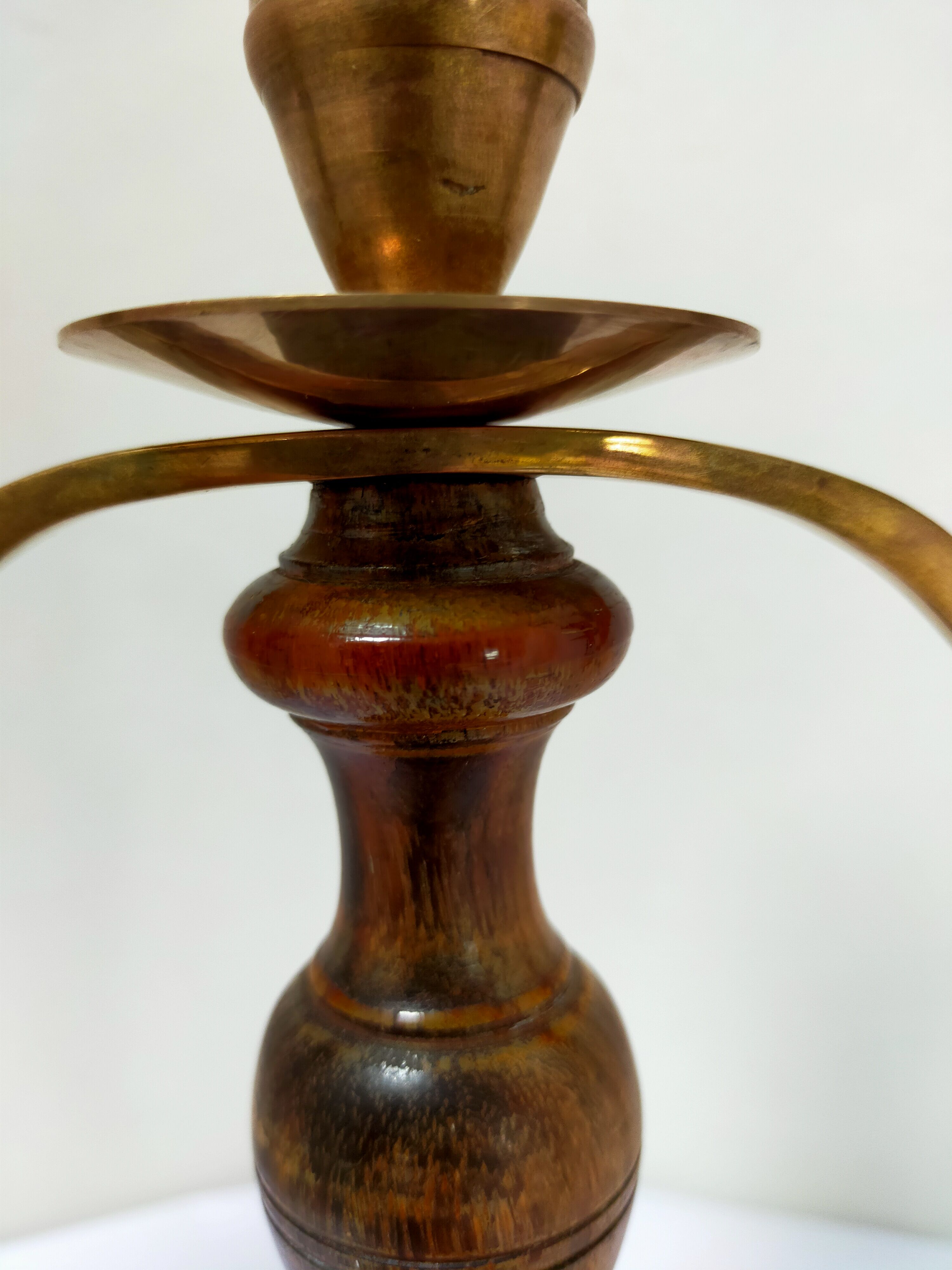 Wooden and brass chandelier