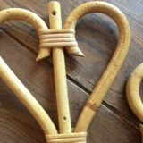 Pair vintage rattan coat holder