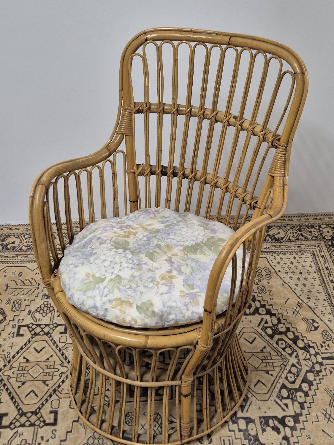 Fauteuil en Rotin Bambou vintage 1950s design -H85cm
