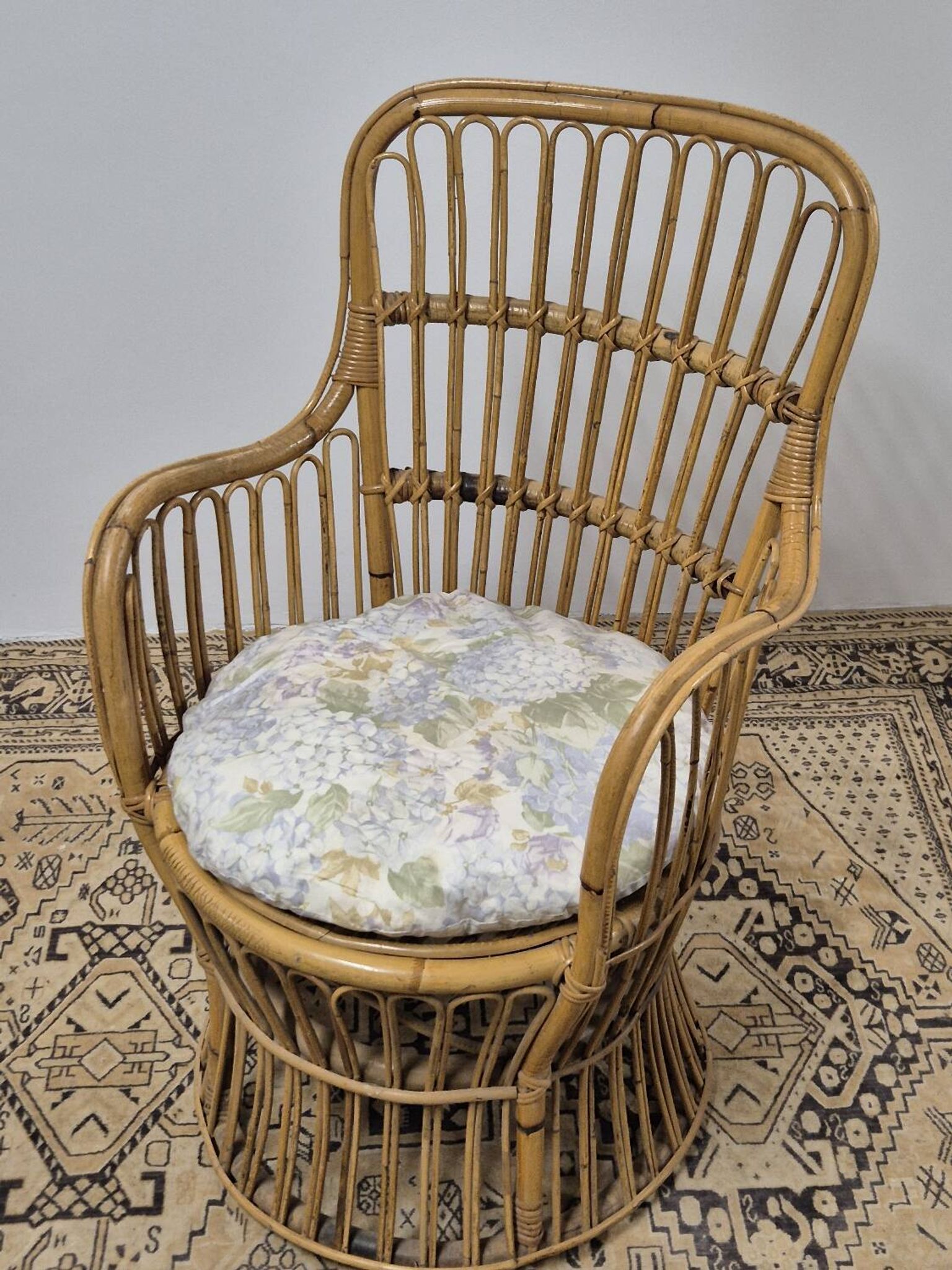 Fauteuil en Rotin Bambou vintage 1950s design -H85cm