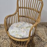 Fauteuil en Rotin Bambou vintage 1950s design -H85cm
