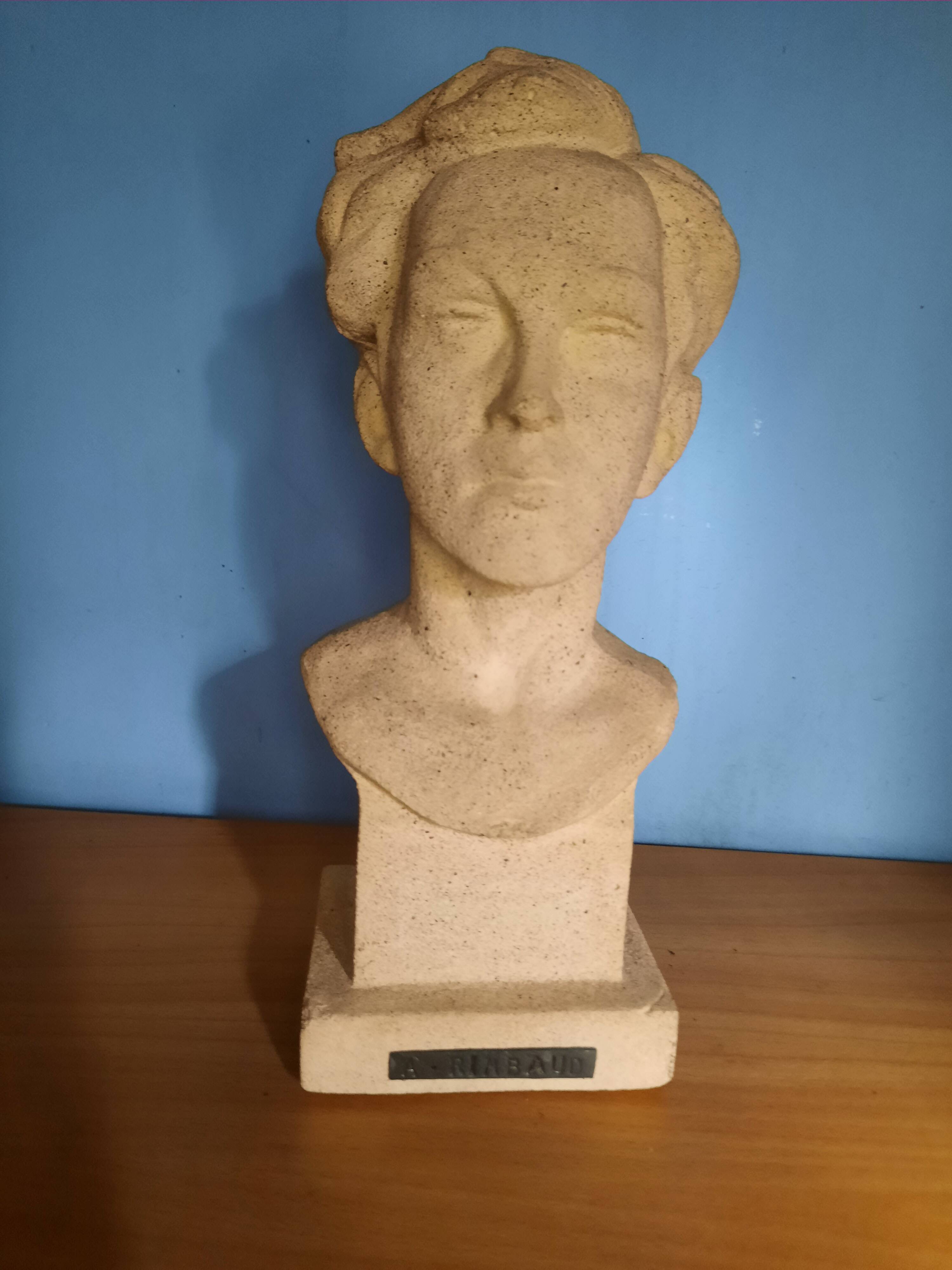 Bust of Arthur Rimbaud in stone