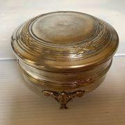 Antique silver-plated tripod box in the Louis XVI style.