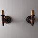 Pair of Charles Dudouyt French Turned Wood Wall Sconces, 1940s