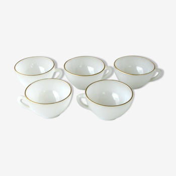 Set de 5 tasses à café Arcopal modèle opale opaline blanche
