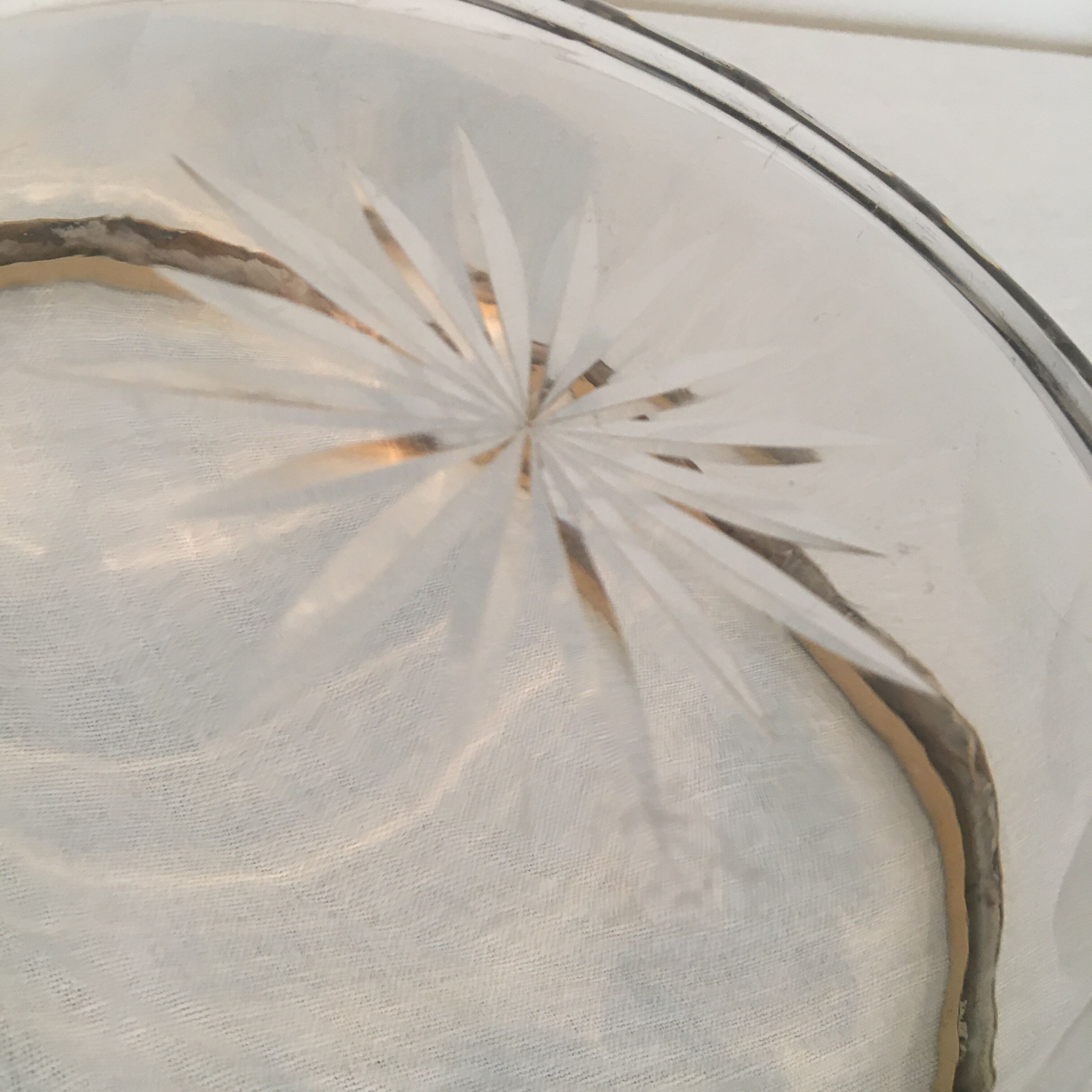 Crystal bowl trimmed surrounded gold metal