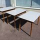 lot de 3 table en formica blanc et bois vintage