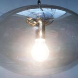 Suspended UFO-shaped glass luminaires in mid-century German Space Age style, set of 3.