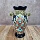 Gustave De Bruyne barbotine vase Fives Lille with an old floral decoration and stylised handles.