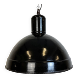 Industrial black enamel factory pendant lamp, 1950s