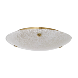Ceiling lamp in watermarked glass & brass