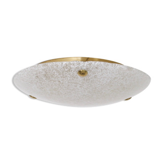 Ceiling lamp in watermarked glass & brass