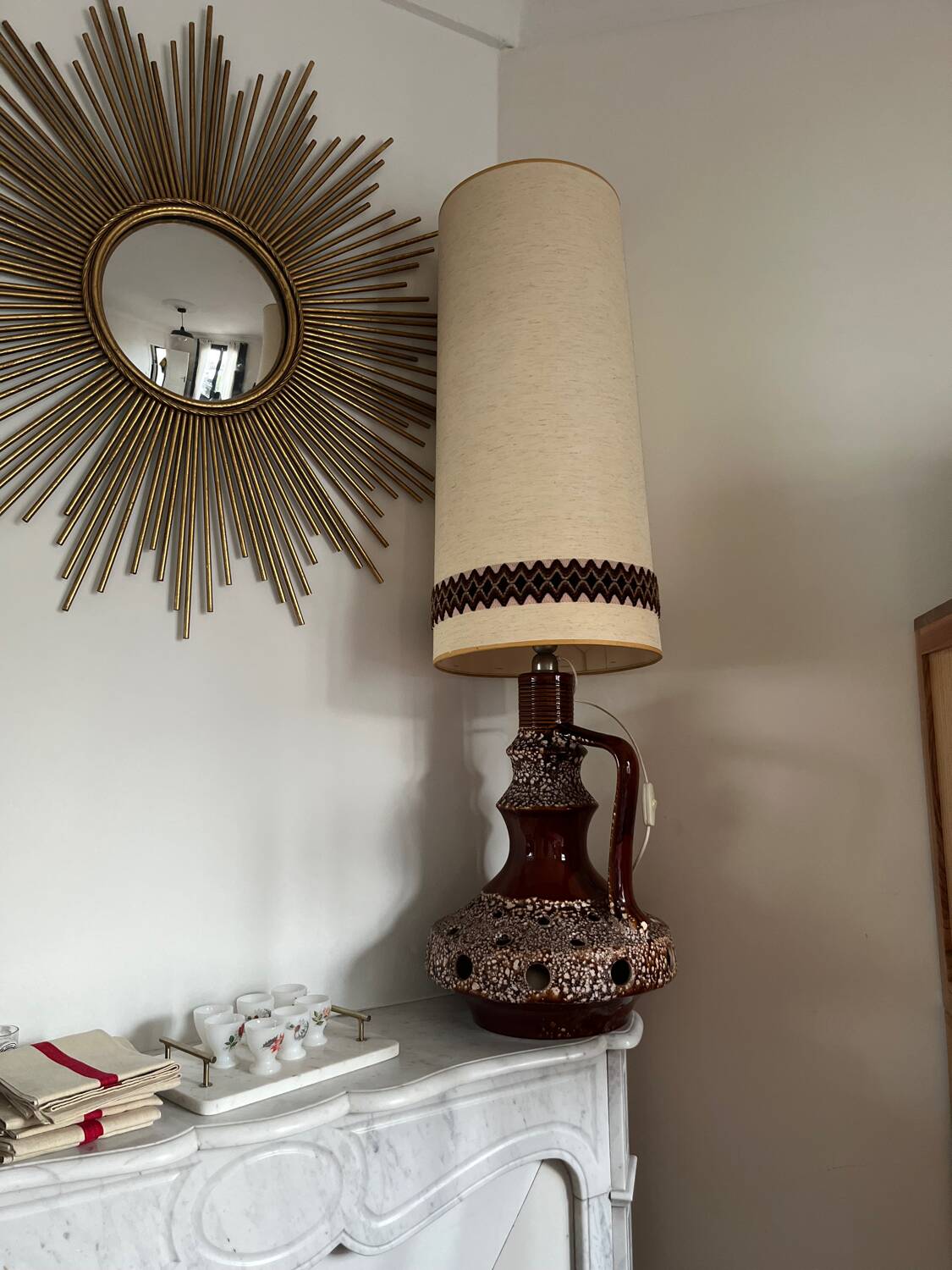 Vintage openwork ceramic lamp - 60s-70s - Fat Lava / Space style