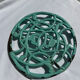 Enamelled cast iron trivet in blue with wrought iron decoration.