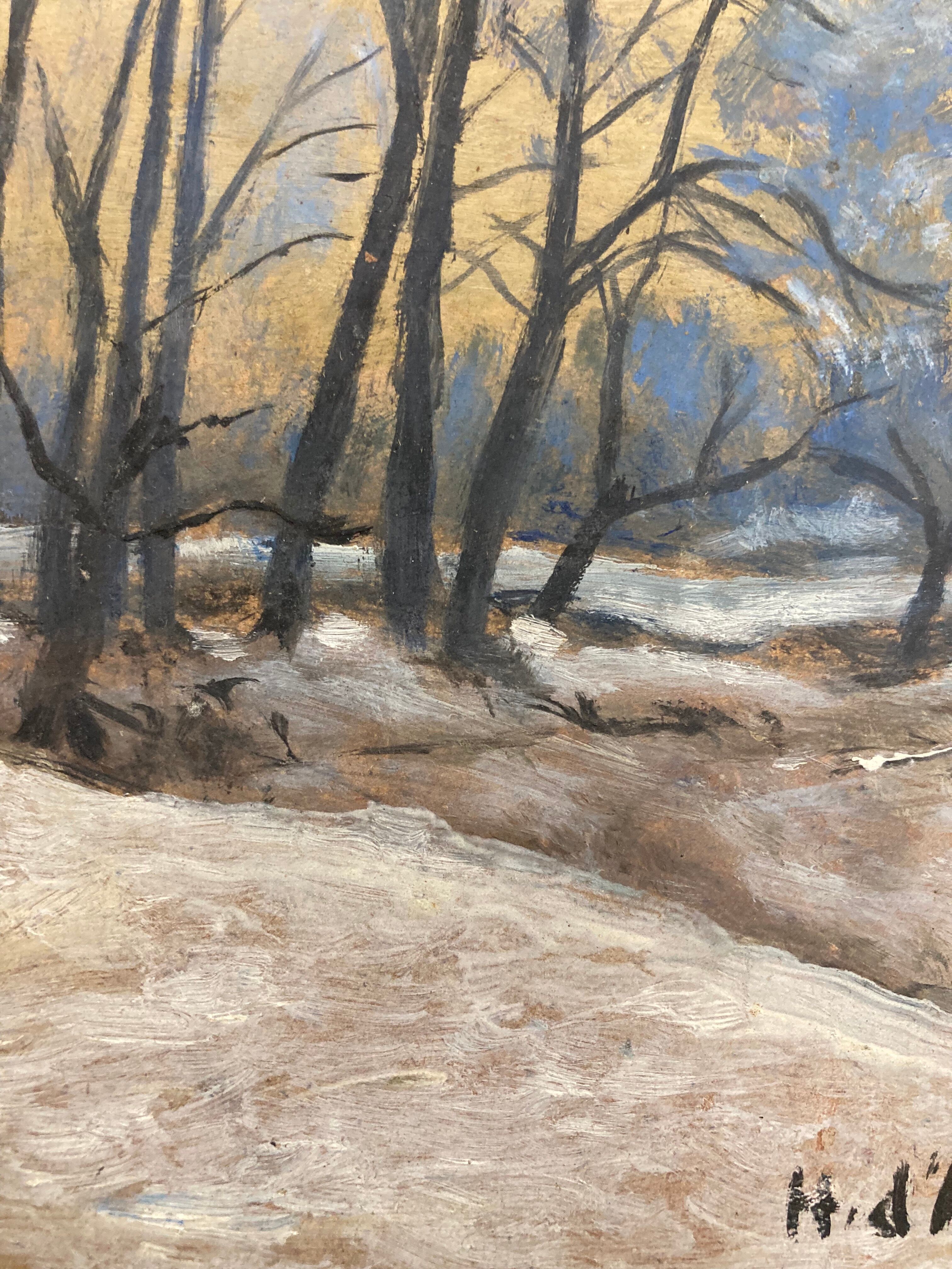 Oil on vintage landscape panel