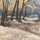 Oil on vintage landscape panel