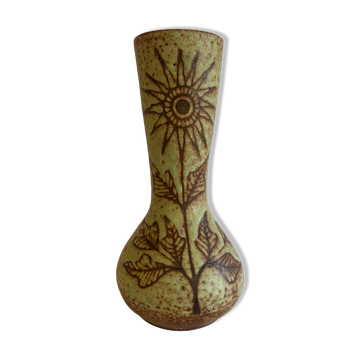 Vase en céramique de Vallauris à décor de tournesol par Jacques Fonck & Jean Mateo circa 1970