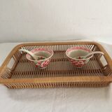 Wicker and rattan vintage tray