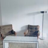 White ceramic mosaic tile coffee table