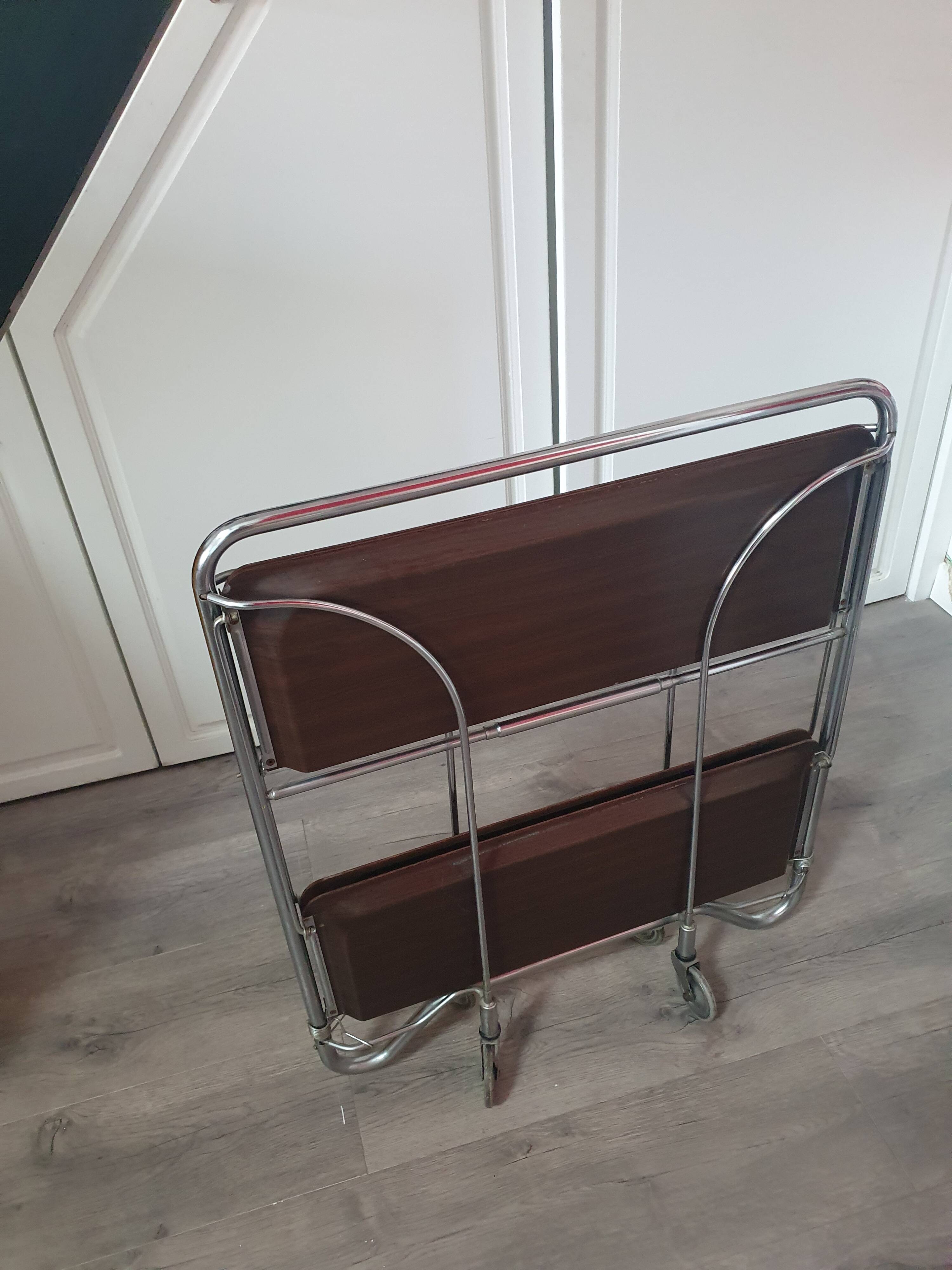 Folding table trolley on wheels from the 70s made by Bremshey Gerlinol in Germany.