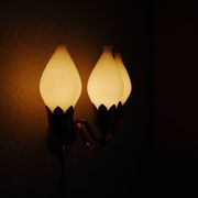 Fog & Mørup 3-Arm Brass and Opaline Glass Tulip Wall Lamp