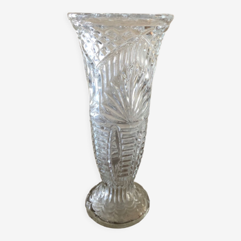 Carved glass vase